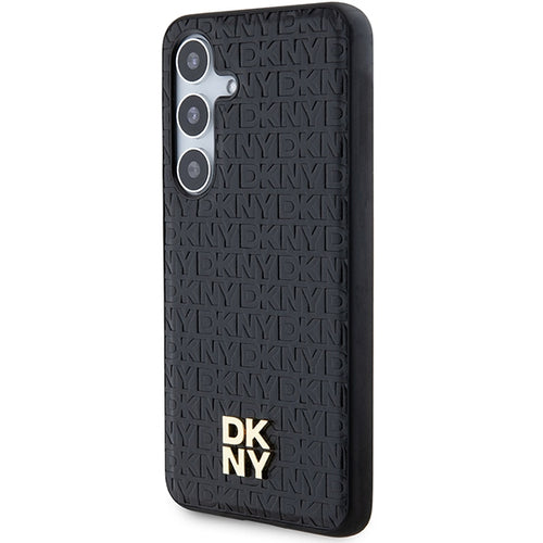 DKNY Leather Pattern Metal Logo MagSafe case for Samsung Galaxy S24 - black