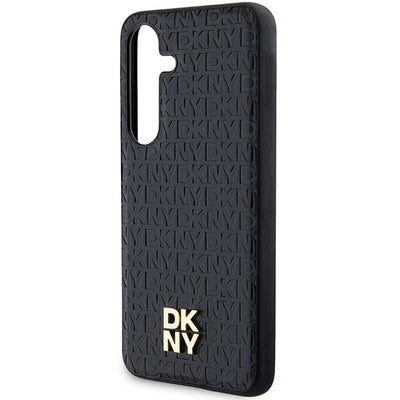 DKNY Leather Pattern Metal Logo MagSafe case for Samsung Galaxy S24 - black