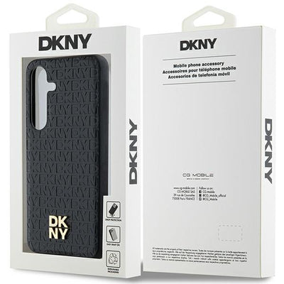 DKNY Leather Pattern Metal Logo MagSafe case for Samsung Galaxy S24 - black