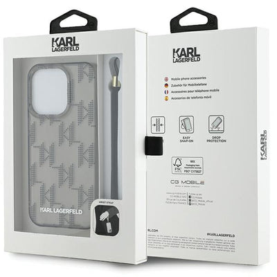 Karl Lagerfeld IML Mono KL Pattern &amp; Cord case for iPhone 15 Pro - black