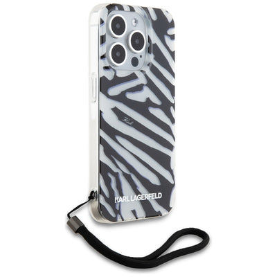 Karl Lagerfeld IML Zebra Pattern &amp; Cord case for iPhone 15 Pro - black
