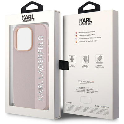 Karl Lagerfeld Saffiano Rhinestones &amp; Charm case for iPhone 15 Pro - pink