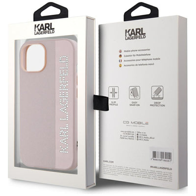 Karl Lagerfeld Saffiano Rhinestones &amp; Charm case for iPhone 15 / 14 / 13 - pink