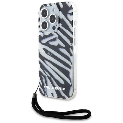 Karl Lagerfeld IML Zebra Pattern &amp; Cord case for iPhone 15 Pro Max - black