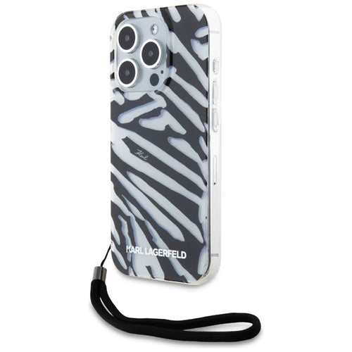 Karl Lagerfeld IML Zebra Pattern &amp; Cord case for iPhone 15 Pro Max - black