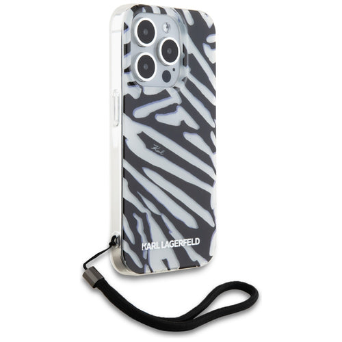 Karl Lagerfeld IML Zebra Pattern &amp; Cord case for iPhone 15 Pro Max - black