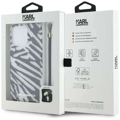 Karl Lagerfeld IML Zebra Pattern &amp; Cord case for iPhone 15 Pro Max - black