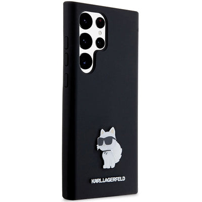 Karl Lagerfeld Silicone Choupette Metal Pin case for Samsung Galaxy S24 Ultra - black
