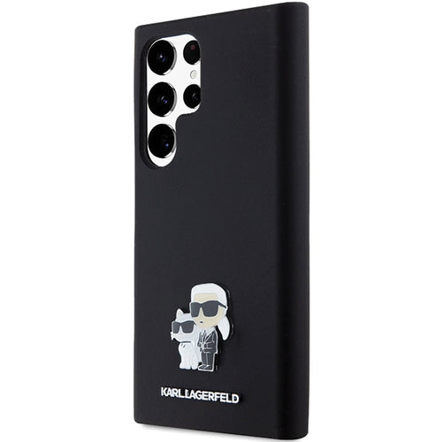 Karl Lagerfeld Silicone Karl&amp;Choupette Metal Pin case for Samsung Galaxy S24 Ultra - black