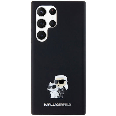 Karl Lagerfeld Silicone Karl&amp;Choupette Metal Pin case for Samsung Galaxy S24 Ultra - black
