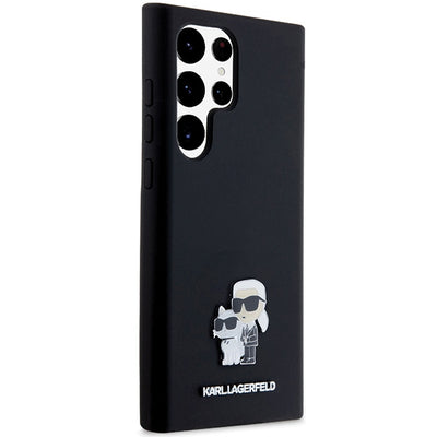 Karl Lagerfeld Silicone Karl&amp;Choupette Metal Pin case for Samsung Galaxy S24 Ultra - black