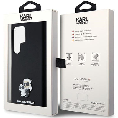 Karl Lagerfeld Silicone Karl&amp;Choupette Metal Pin case for Samsung Galaxy S24 Ultra - black