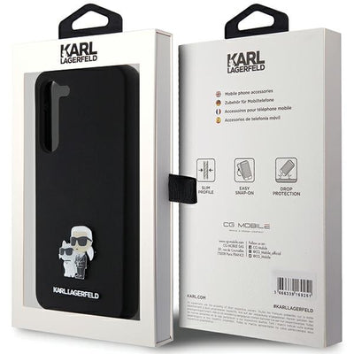 Karl Lagerfeld Silicone Karl&amp;Choupette Metal Pin case for Samsung Galaxy S24+ - black