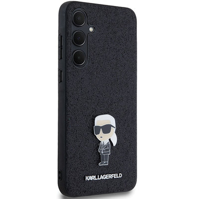 Karl Lagerfeld Fixed Glitter Ikonik Logo Metal Pin case for Samsung Galaxy A35 - black