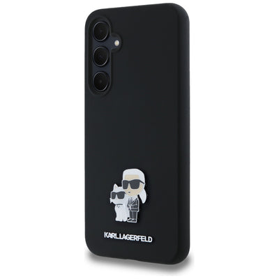 Karl Lagerfeld Silicone Karl&amp;Choupette Metal Pin case for Samsung Galaxy A35 - black