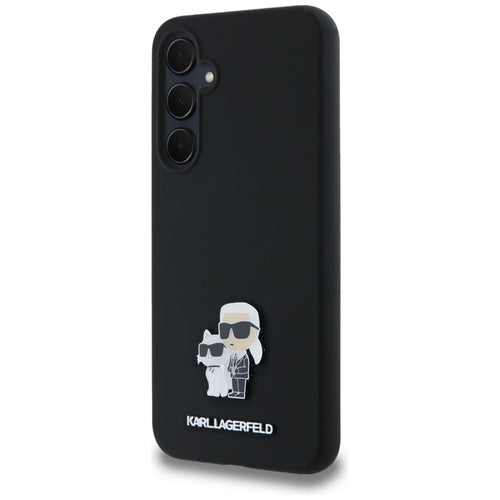 Karl Lagerfeld Silicone Karl&amp;Choupette Metal Pin case for Samsung Galaxy A35 - black