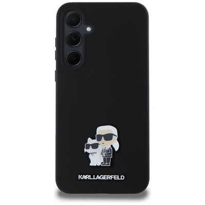 Karl Lagerfeld Silicone Karl&amp;Choupette Metal Pin case for Samsung Galaxy A35 - black