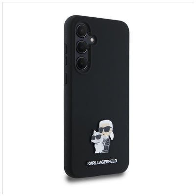 Karl Lagerfeld Silicone Karl&amp;Choupette Metal Pin case for Samsung Galaxy A35 - black