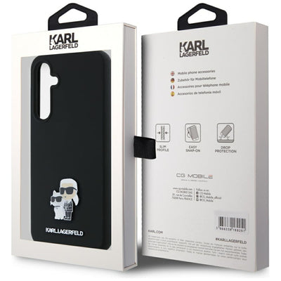 Karl Lagerfeld Silicone Karl&amp;Choupette Metal Pin case for Samsung Galaxy A35 - black