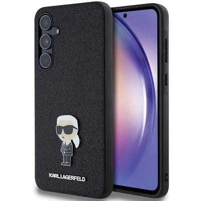 Karl Lagerfeld Fixed Glitter Ikonik Logo Metal Pin case for Samsung Galaxy A55 - black