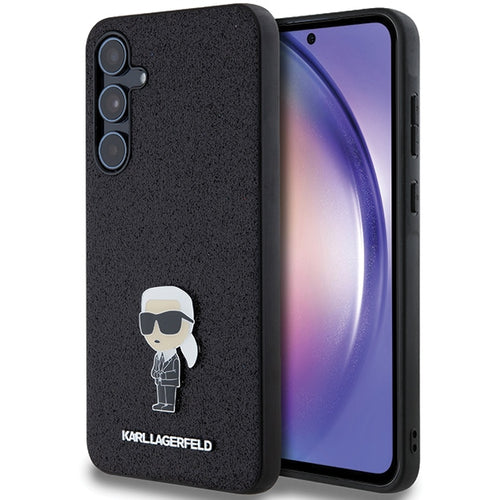Karl Lagerfeld Fixed Glitter Ikonik Logo Metal Pin case for Samsung Galaxy A55 - black