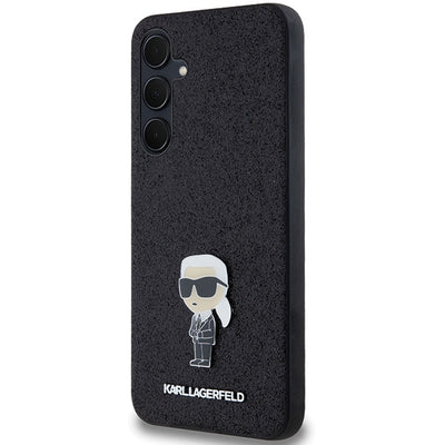 Karl Lagerfeld Fixed Glitter Ikonik Logo Metal Pin case for Samsung Galaxy A55 - black