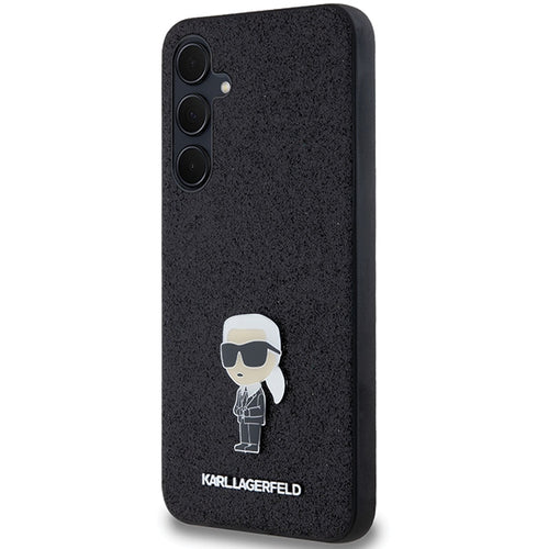 Karl Lagerfeld Fixed Glitter Ikonik Logo Metal Pin case for Samsung Galaxy A55 - black