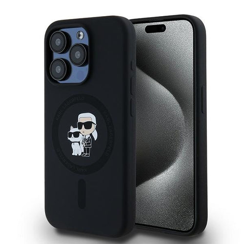 Karl Lagerfeld Silicone Karl&amp;Choupette MagSafe case for iPhone 15 Pro - black