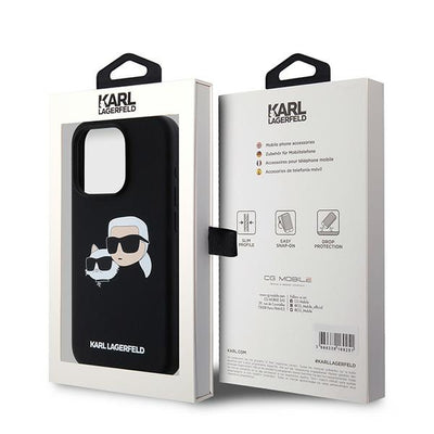 Karl Lagerfeld Silicone Karl&amp;Choupette MagSafe case for iPhone 15 Pro - black