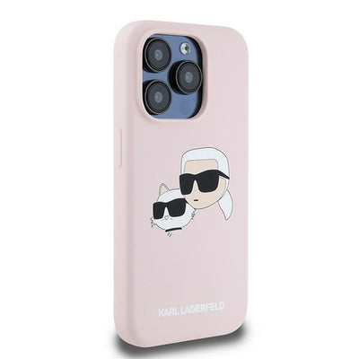 Karl Lagerfeld Silicone Karl&amp;Choupette MagSafe Case for iPhone 15 Pro - Pink