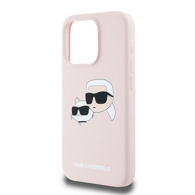 Karl Lagerfeld Silicone Karl&amp;Choupette MagSafe Case for iPhone 15 Pro - Pink