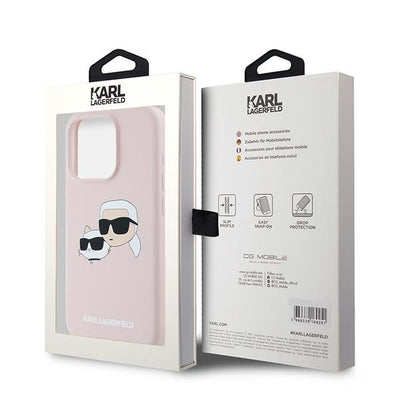 Karl Lagerfeld Silicone Karl&amp;Choupette MagSafe Case for iPhone 15 Pro - Pink