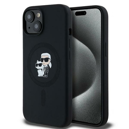 Karl Lagerfeld Silicone Karl&amp;Choupette MagSafe case for iPhone 15 Plus / 14 Plus - black