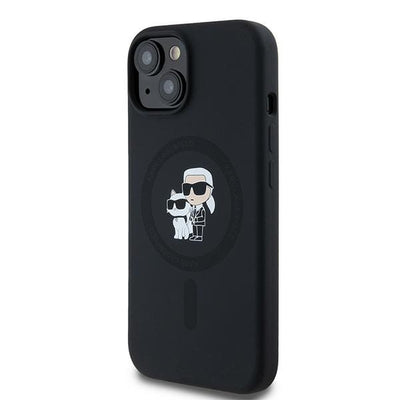Karl Lagerfeld Silicone Karl&amp;Choupette MagSafe case for iPhone 15 Plus / 14 Plus - black