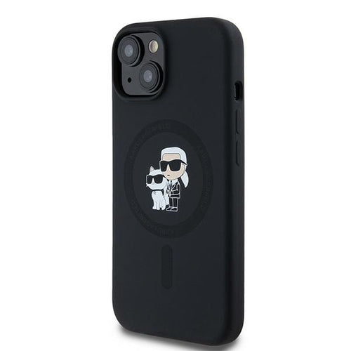 Karl Lagerfeld Silicone Karl&amp;Choupette MagSafe case for iPhone 15 Plus / 14 Plus - black