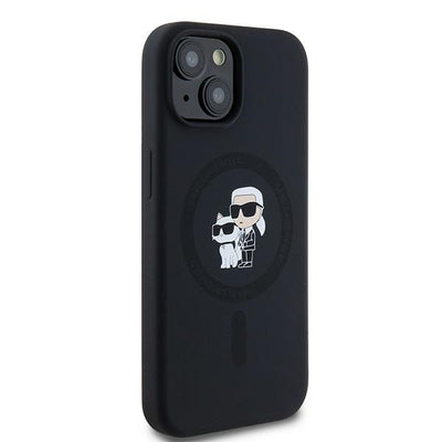 Karl Lagerfeld Silicone Karl&amp;Choupette MagSafe case for iPhone 15 Plus / 14 Plus - black