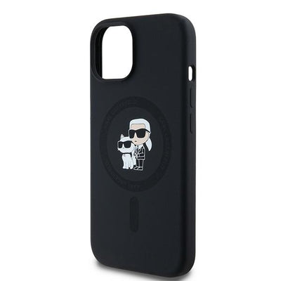 Karl Lagerfeld Silicone Karl&amp;Choupette MagSafe case for iPhone 15 Plus / 14 Plus - black