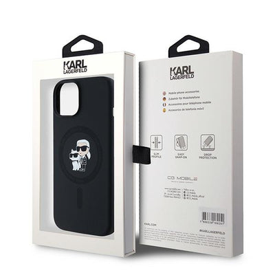 Karl Lagerfeld Silicone Karl&amp;Choupette MagSafe case for iPhone 15 Plus / 14 Plus - black