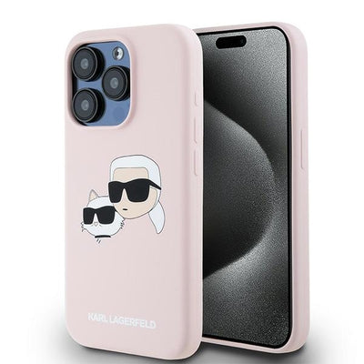 Karl Lagerfeld Silicone Karl&amp;Choupette MagSafe Case for iPhone 15 Pro Max - Pink