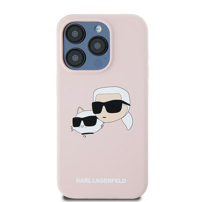 Karl Lagerfeld Silicone Karl&amp;Choupette MagSafe Case for iPhone 15 Pro Max - Pink