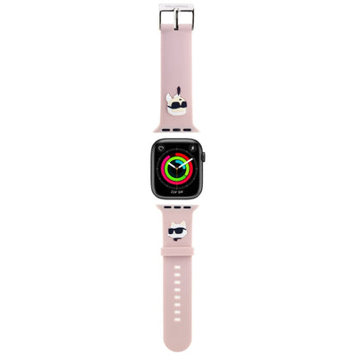 Karl Lagerfeld 3D Rubber Karl&amp;Choupette Heads strap for Apple Watch 38/40/41mm - pink