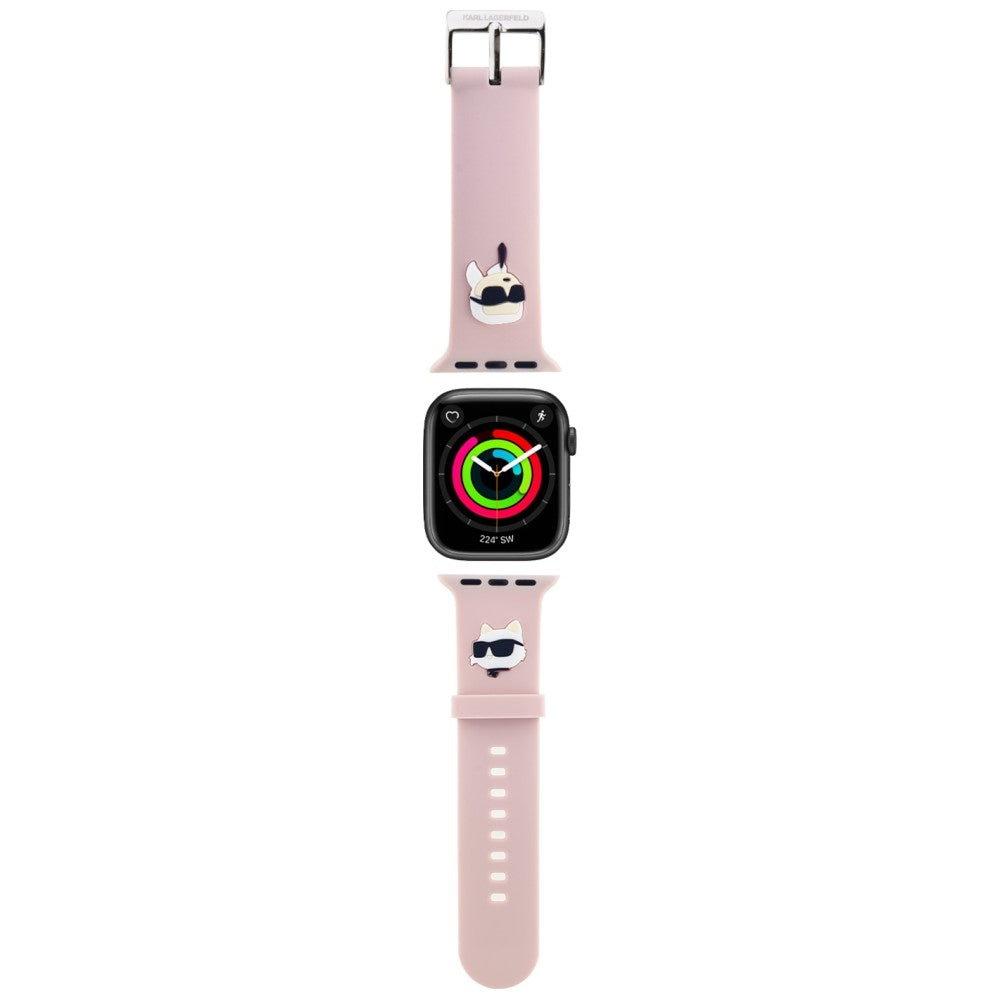 Karl Lagerfeld 3D Rubber Karl&amp;Choupette Heads strap for Apple Watch 38/40/41mm - pink