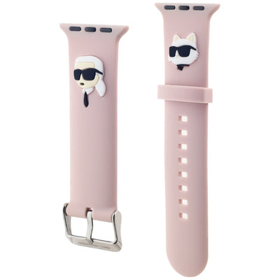 Karl Lagerfeld 3D Rubber Karl&amp;Choupette Heads strap for Apple Watch 38/40/41mm - pink