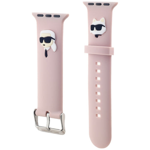 Karl Lagerfeld 3D Rubber Karl&amp;Choupette Heads strap for Apple Watch 38/40/41mm - pink
