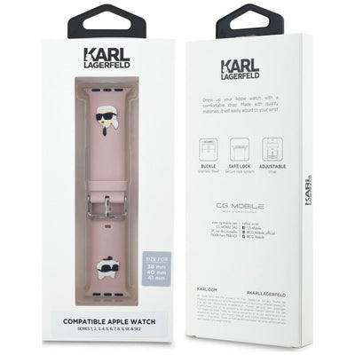 Karl Lagerfeld 3D Rubber Karl&amp;Choupette Heads strap for Apple Watch 38/40/41mm - pink