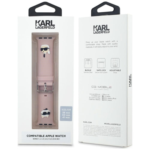 Karl Lagerfeld 3D Rubber Karl&amp;Choupette Heads strap for Apple Watch 38/40/41mm - pink
