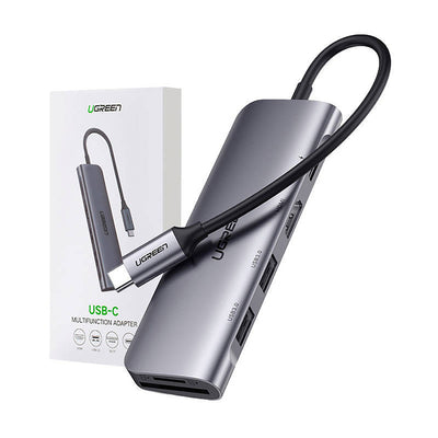Ugreen CM195 ​​6in1 adapter USB-C - HDMI / 2x USB-A 3.0 / USB-C PD / SD / TF reader - gray