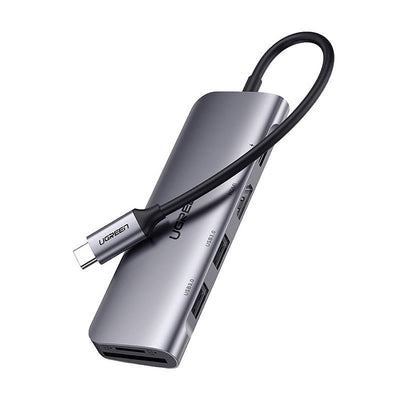 Ugreen CM195 ​​6in1 adapter USB-C - HDMI / 2x USB-A 3.0 / USB-C PD / SD / TF reader - gray