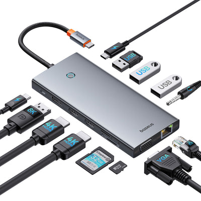 HUB Baseus PortalJoy Series 13in1 USB-C - 2x HDMI / DP / VGA / USB-A 3.1 / USB-C 3.1 / USB-A 2.0 / PD / RJ45 / SD / TF / AUX 