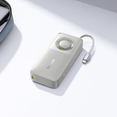 Baseus Free2Pull 10000mAh 30W powerbank with USB-C port and retractable USB-C cable - gray